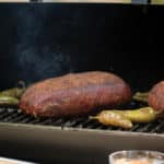 Two King Cut top sirloin steaks on smoker