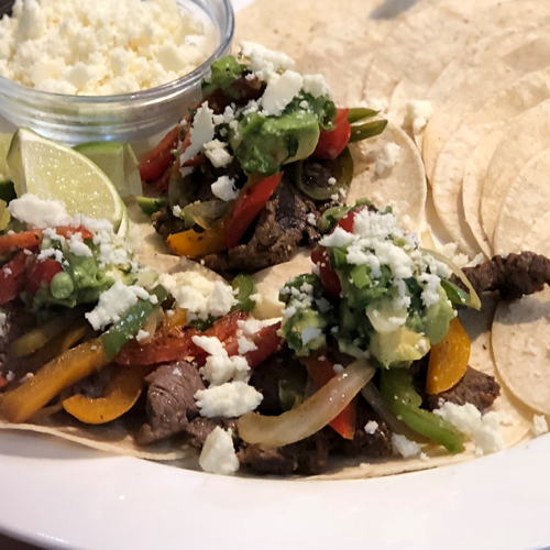 Flat Iron Steak Fajitas with Tomato & Avocado Salsa