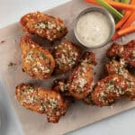 Garlic parmesan chicken wings served with jalapeno ranch dressing