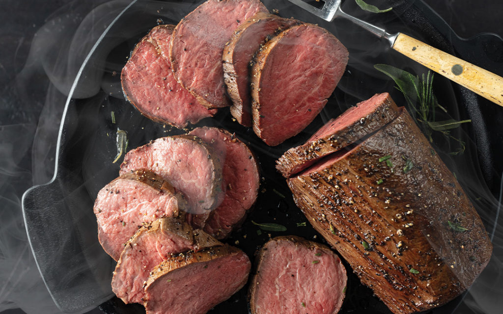 sliced medium rare chateaubriand