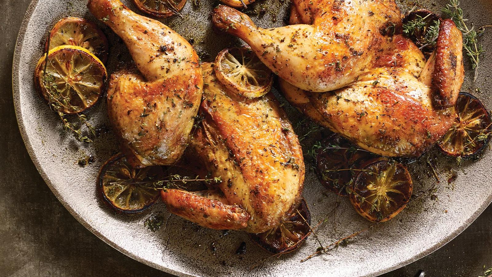 Roasted Chicken Halves with Roasted Vegetables