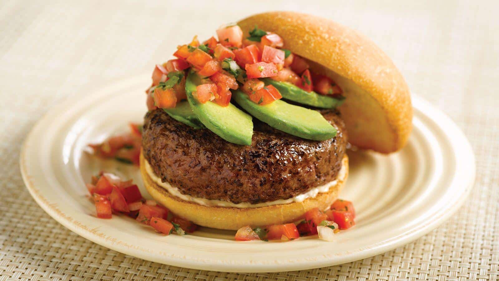 Southwestern Chipotle Burger with Chipotle Mayonnaise and Pico de Gallo