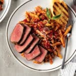 Southern Italian Steak and Pasta on plate