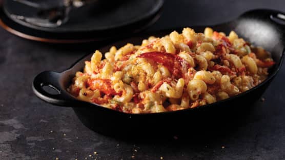lobster mac and cheese in pan
