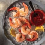 Shrimp with Bloody Mary Cocktail Sauce on plate