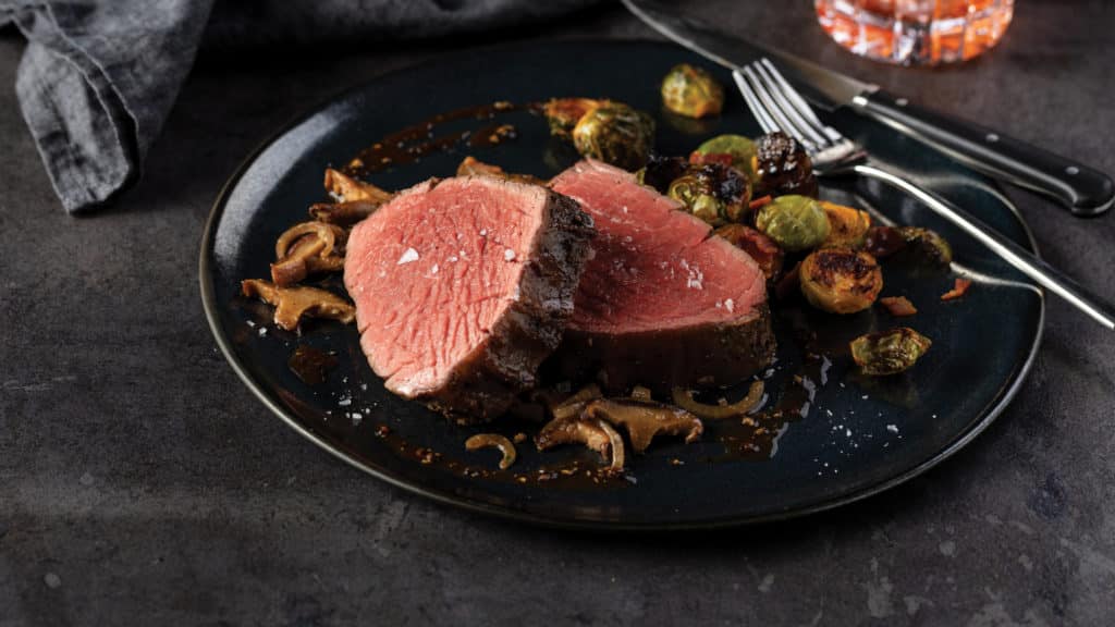 Pan-Seared Chateaubriand on plate