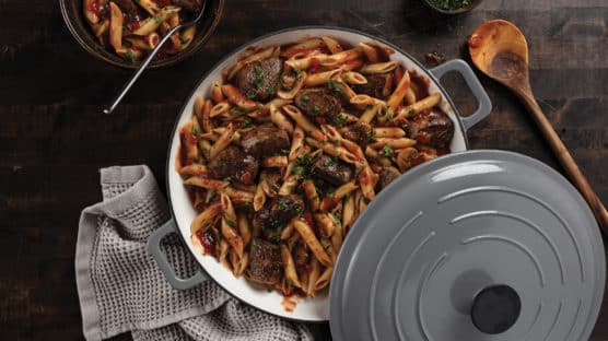 Italian Beef Tenderloin and Pasta on plate