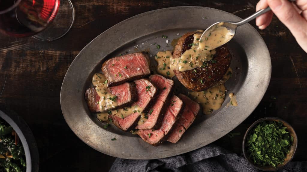 Beef Steak Diane on plate