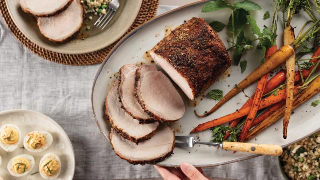 Pork Roast with Mustard Glaze on plate