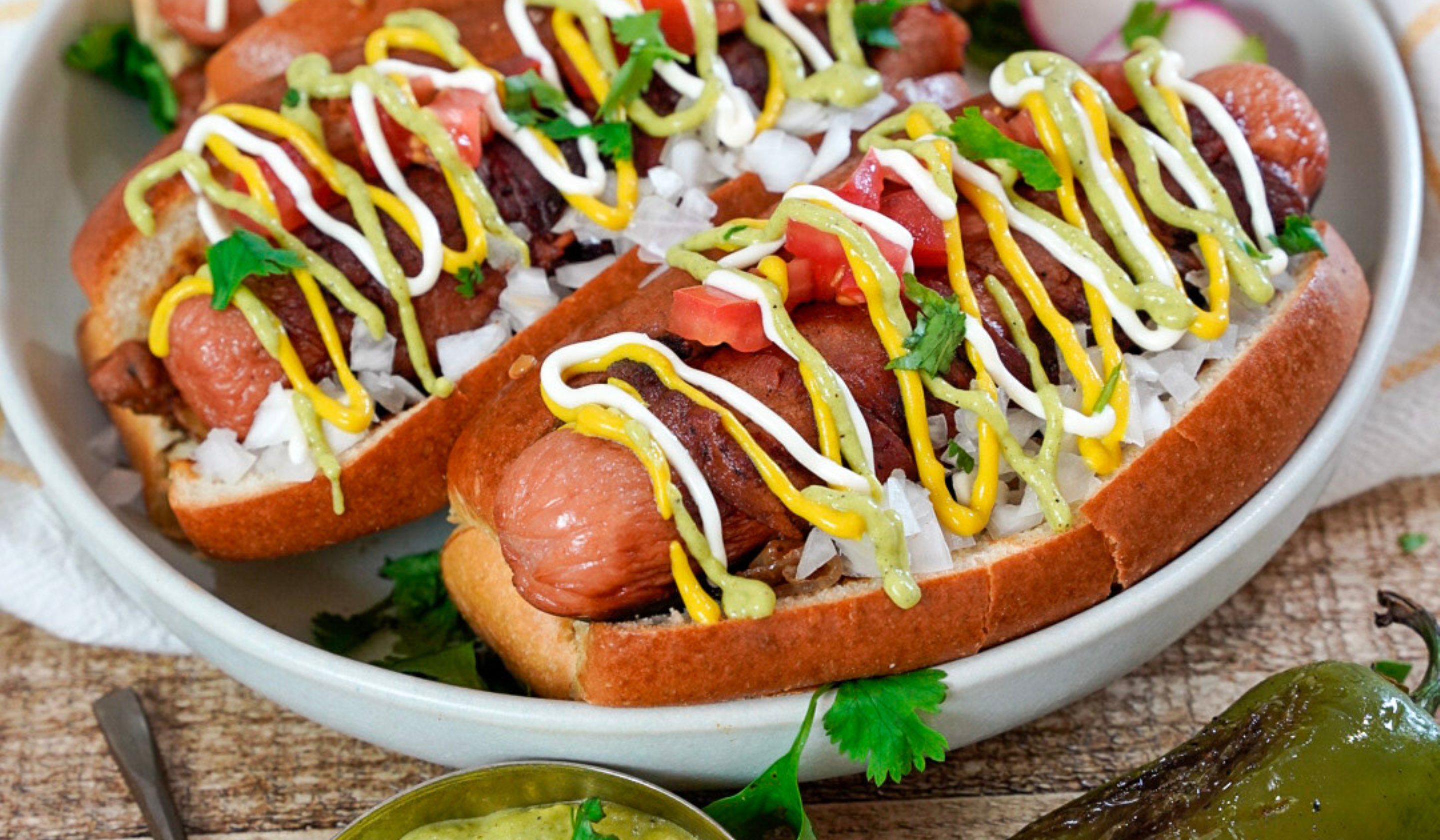 Ultimate Gourmet Hot Dog: Mustard Aioli, Pickled Onions